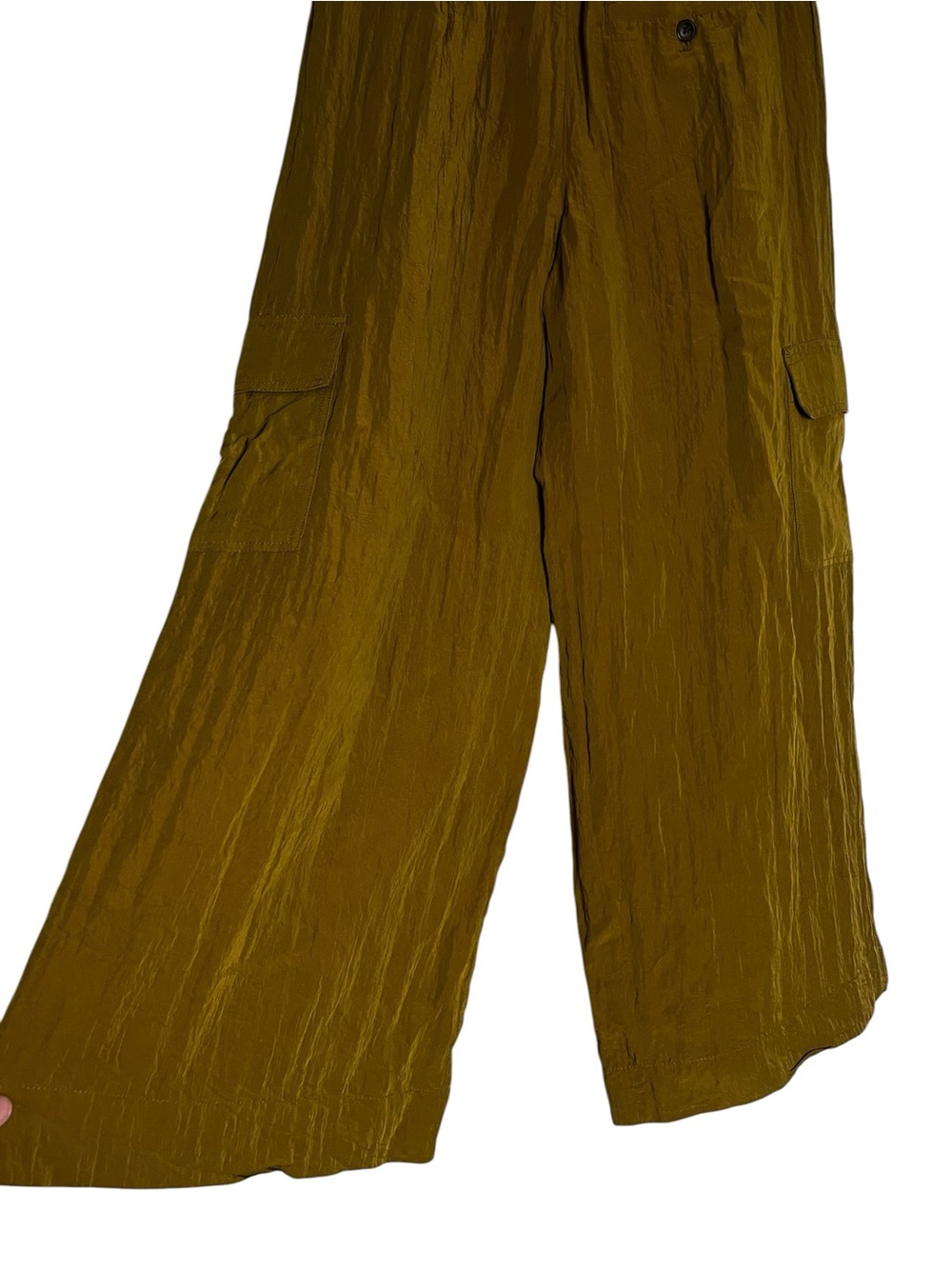 Madewell Drapey Cargo Lightweight Pleated Parachute Utility Mustard Pants Size 6 - Picture 6 of 12